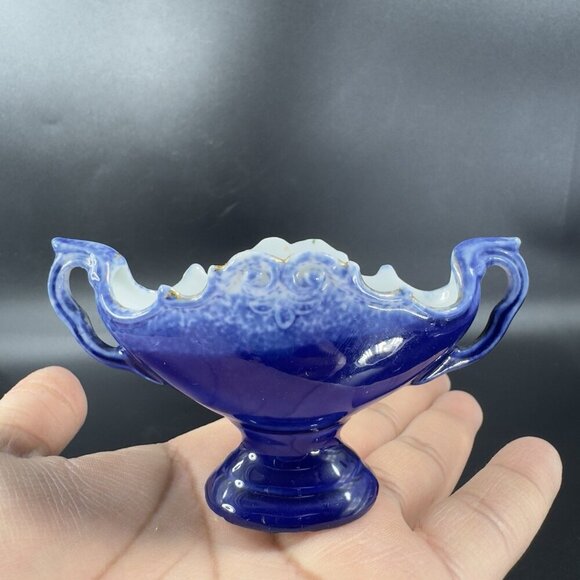 Vintage Germany Fien Porcelain Basket Dish Small Miniature Dish With Handles VTG - Picture 11 of 11